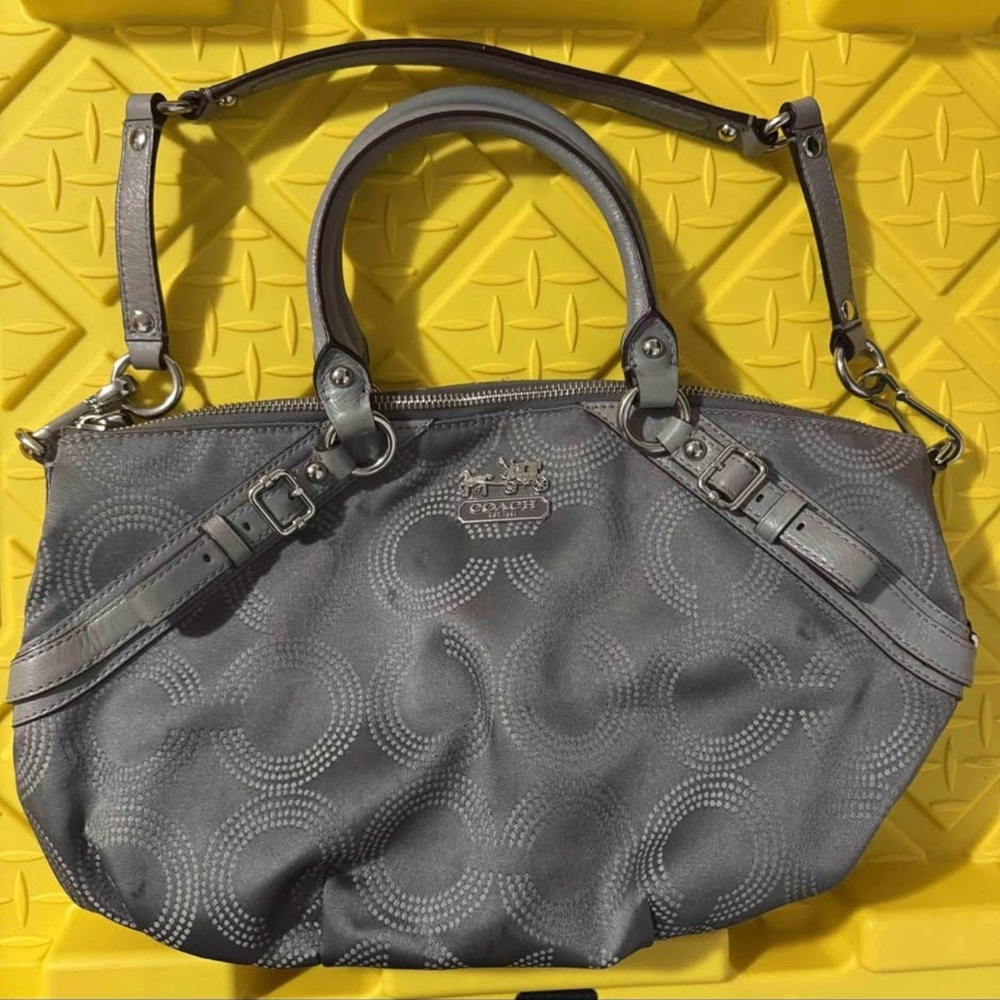 Coach Embossed Gray Shoulder Bag